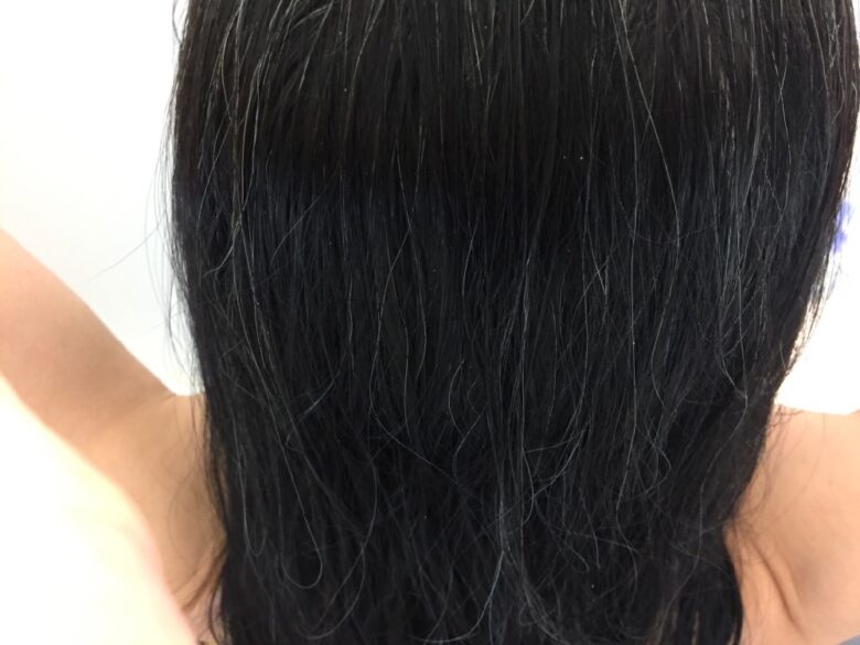 ar髪-アラカミ-41歳女、3ヶ月間白髪染めをしない髪。白髪混じり。